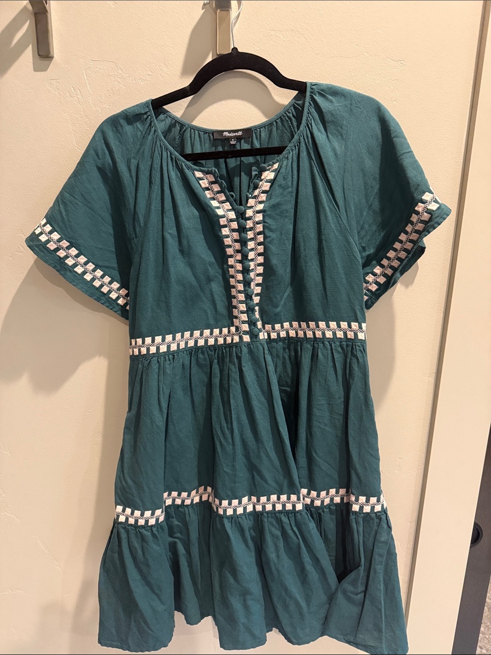 Madewell Teal Mini Dress with White Trim